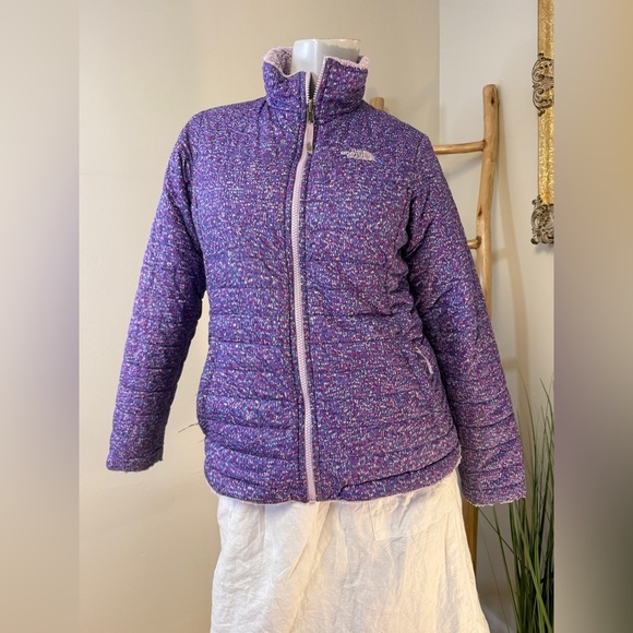 The North Face Mossbud Swirl Reversible Jacket iStarry Purple Scatter Small - Picture 1 of 6